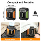 Portable Waist Fan, Shirt Fan Rechargeable Speed Powerful Belt Fan with RPM Personal Cool Clip Fan